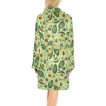 Avocado Pattern Print Design AC01 Women's Fleece Robe