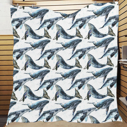 Blue Whale Pattern Print Design 03 Premium Quilt