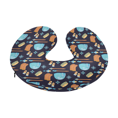 Eskimo Pattern Print Design 02 U-Shaped Travel Neck Pillow