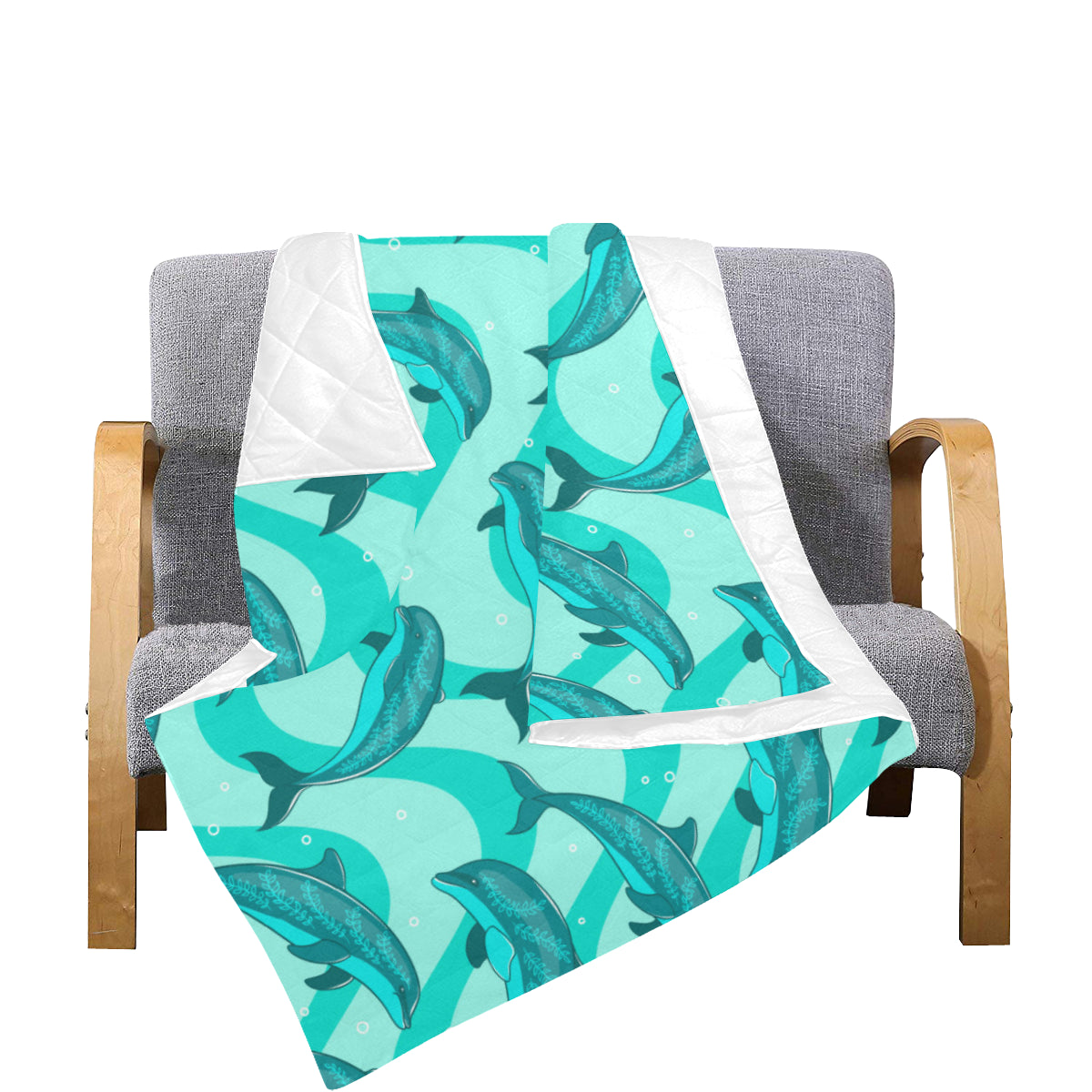 Dolphin Wave Print Premium Quilt