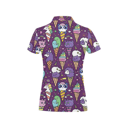 Ice Cream Pattern Print Design IC07 Women's Polo Shirt