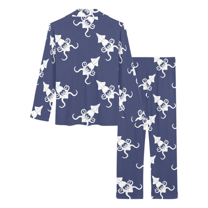 Giant Squid Pattern Print Design 02 Women's Long Pajama Set