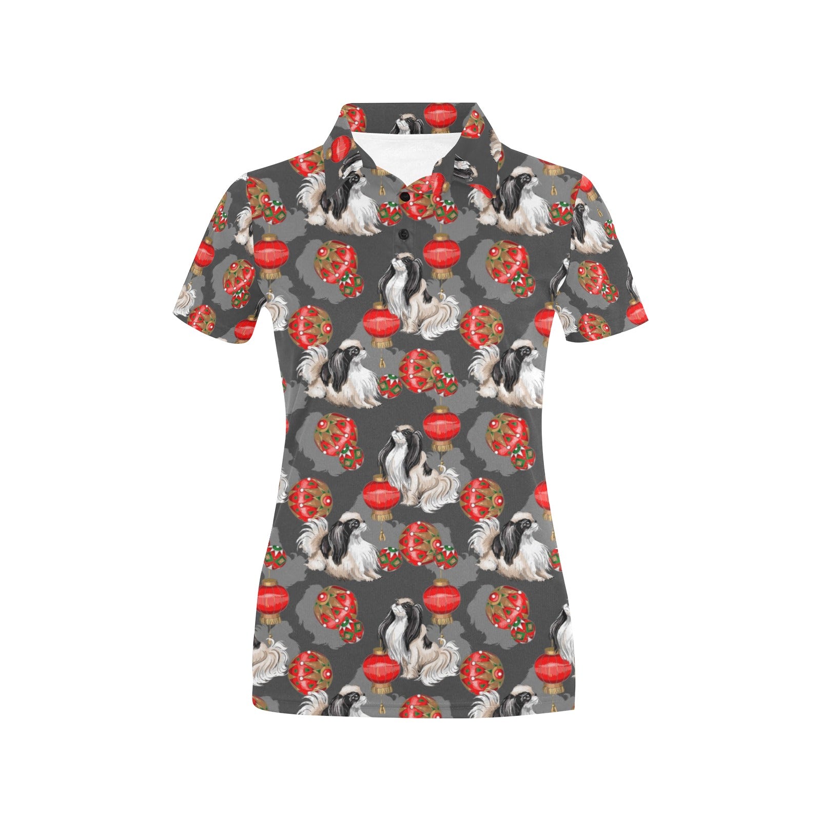 Japanese Chin Pattern Print Design 02 Women's Polo Shirt