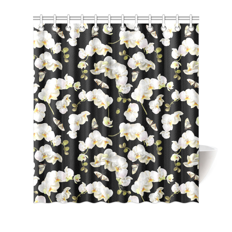 Orchid White Pattern Print Design OR011 Shower Curtain
