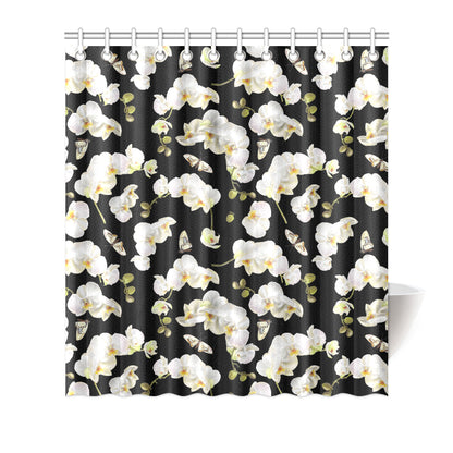 Orchid White Pattern Print Design OR011 Shower Curtain