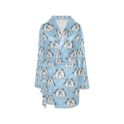 Penguin Pattern Print Design A04 Women's Fleece Robe