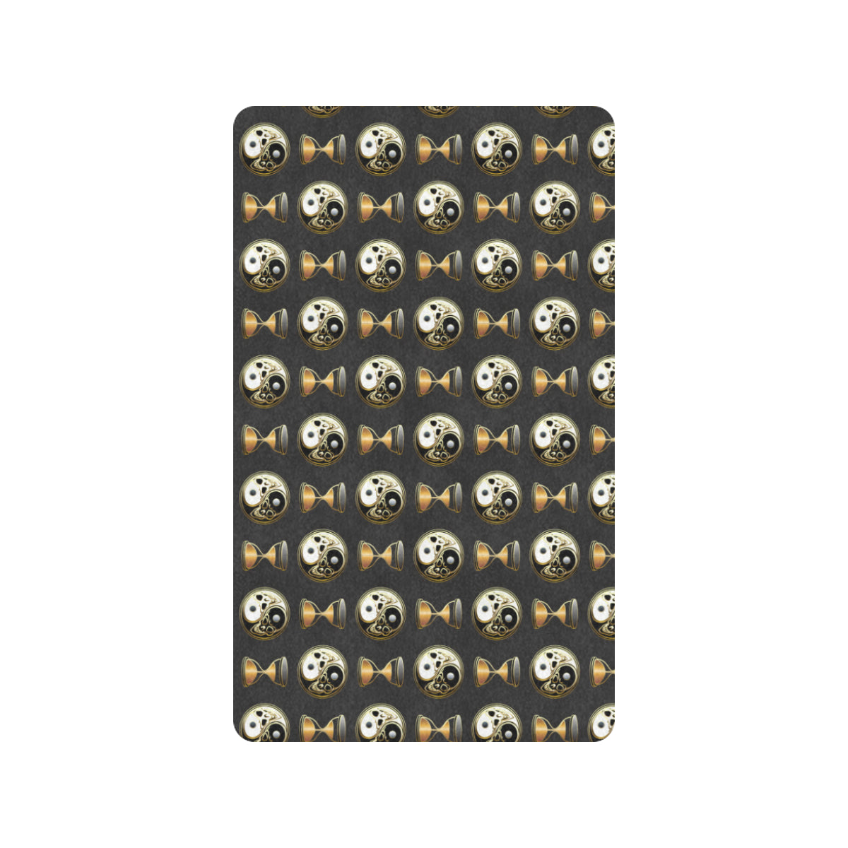 Yin Yang Skull Themed Design Print Rubber Doormat