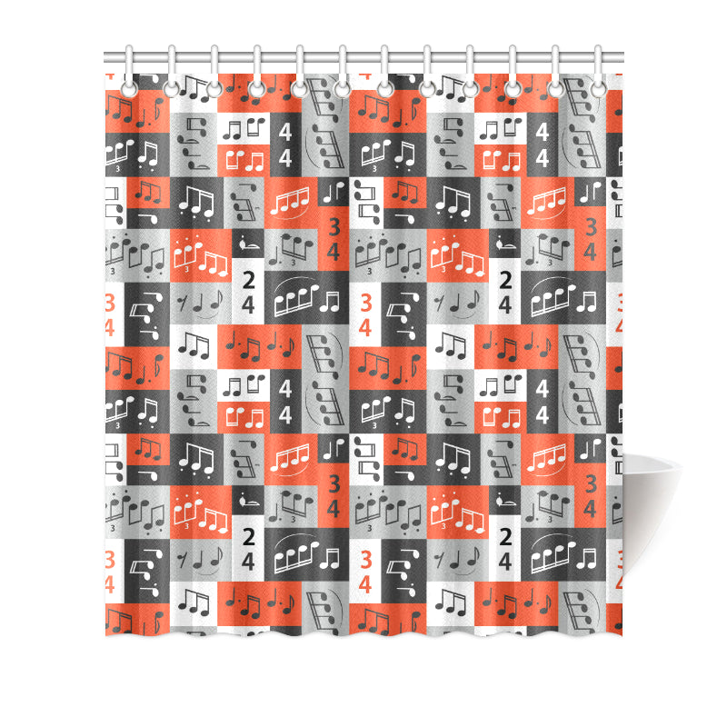 Music Note Design Themed Print Shower Curtain