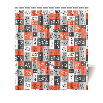 Music Note Design Themed Print Shower Curtain