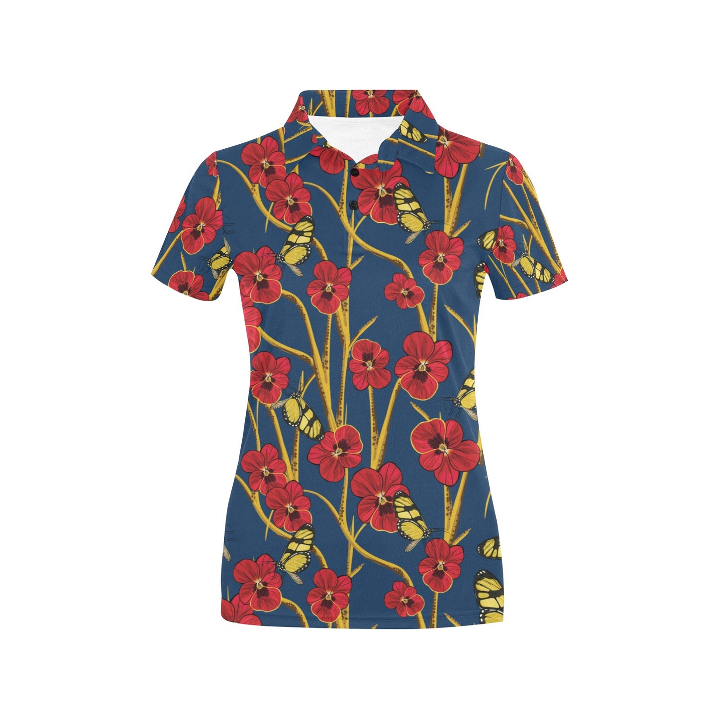Pansy Pattern Print Design A01 Women's Polo Shirt