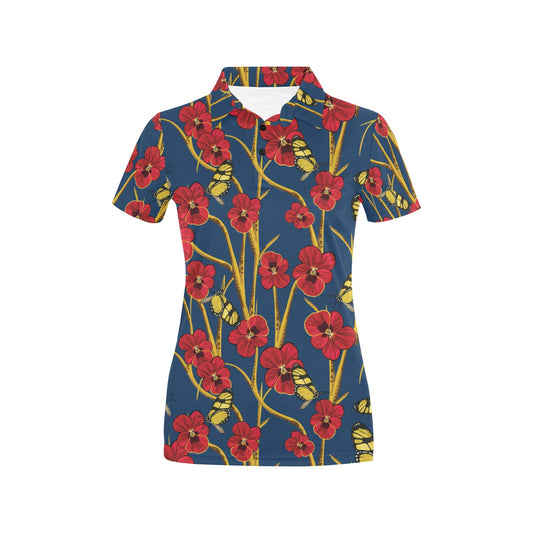 Pansy Pattern Print Design A01 Women's Polo Shirt