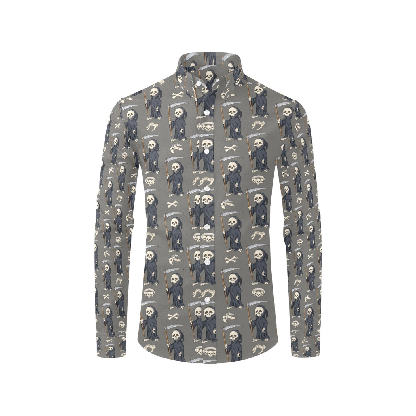 Skeleton Print Design LKS308 Men's Long Sleeve Dress Shirt