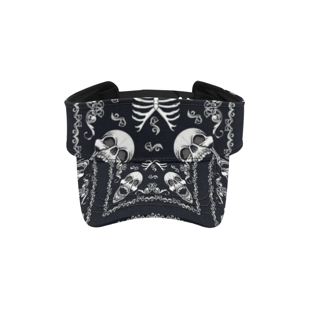 Bandana Skull Black White Print Design LKS306 Unisex Sun Visor