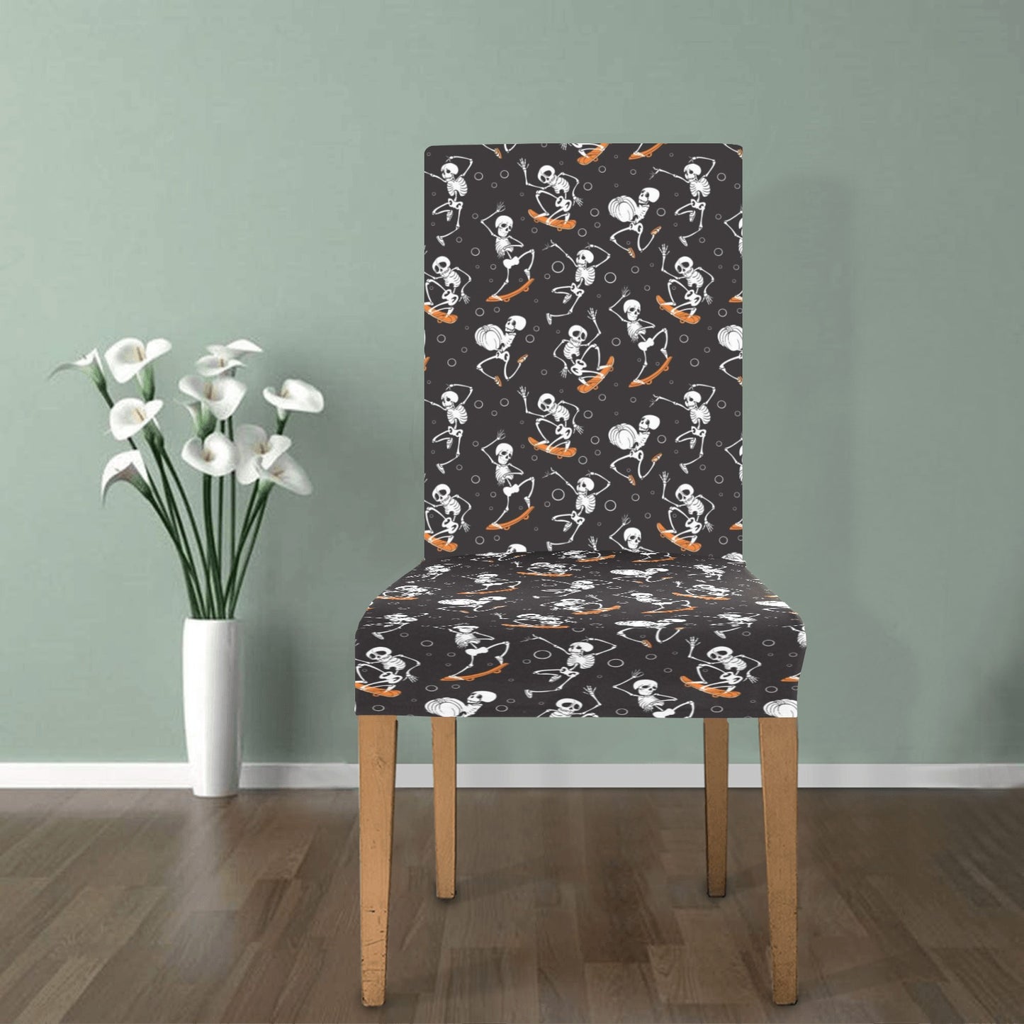 Skateboard With Skeleton Print Design LKS303 Dining Chair Slipcover