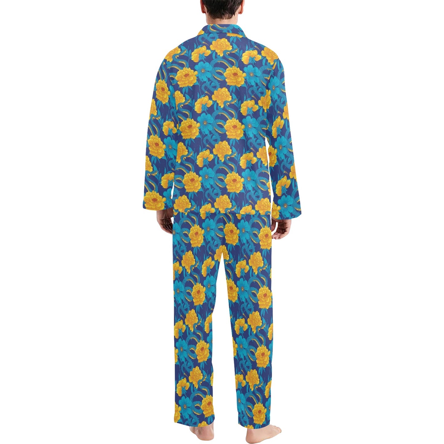 Boa Pattern Print Design 01 Men's Long Pajama Set