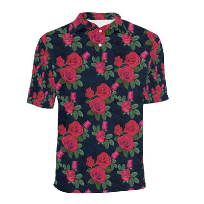 Rose Pattern Print Design A04 Men Polo Shirt