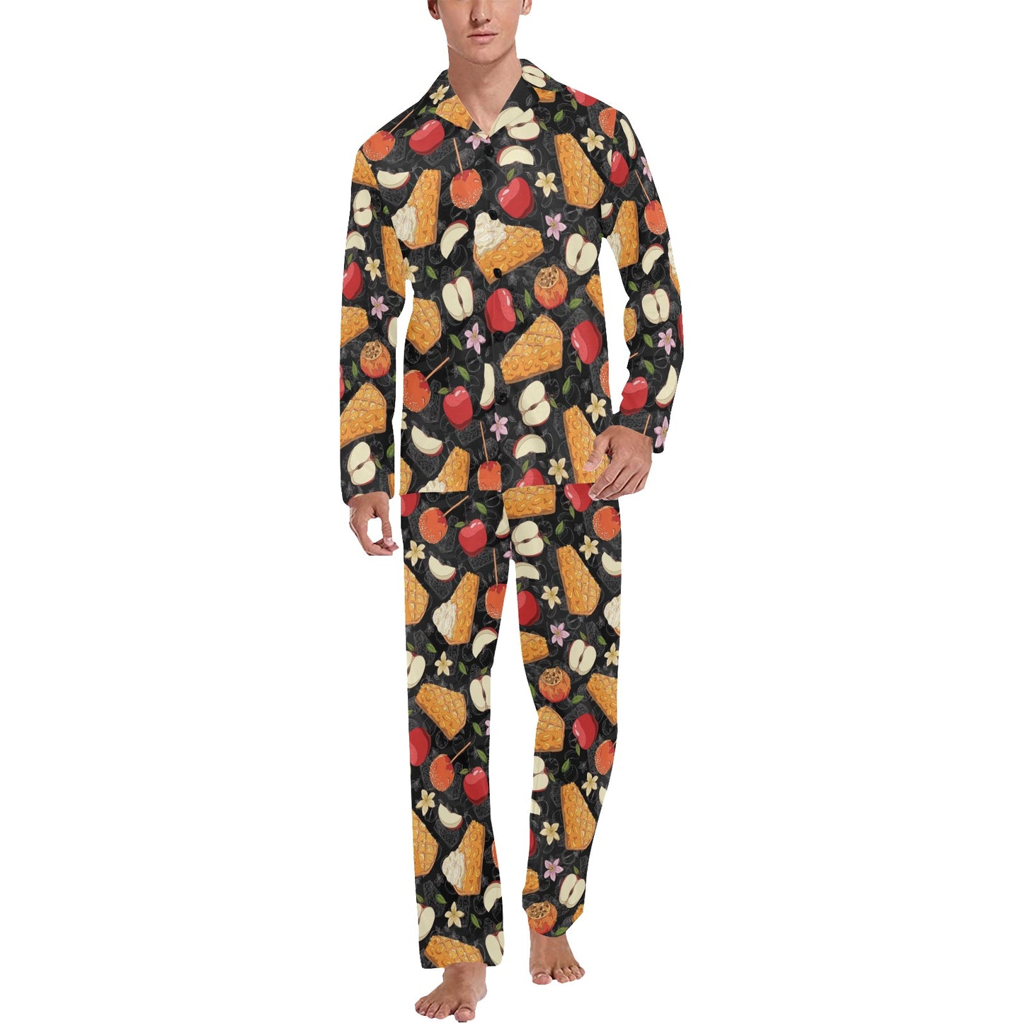 Apple Pie Pattern Print Design 01 Men's Long Pajama Set