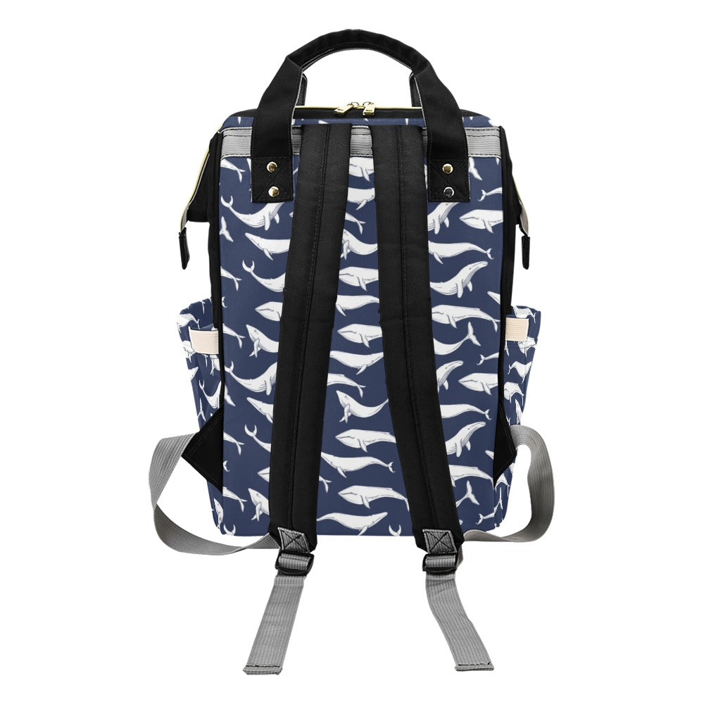 Whale Print Design LKS308 Diaper Bag Backpack
