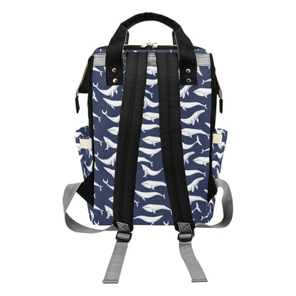 Whale Print Design LKS308 Diaper Bag Backpack