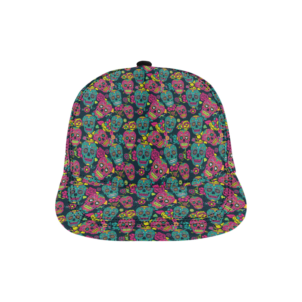 Sugar Skull Floral Design Themed Print Snapback Cap