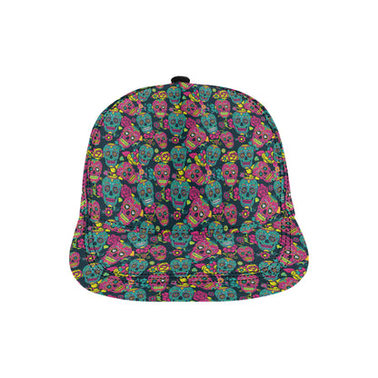 Sugar Skull Floral Design Themed Print Snapback Cap