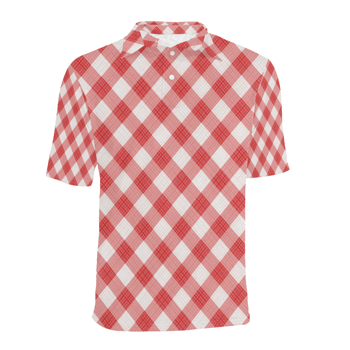 Gingham Red Pattern Print Design 01 Men Polo Shirt