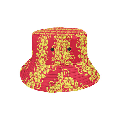 Orange Hibiscus Pattern Print Design HB018 Unisex Bucket Hat