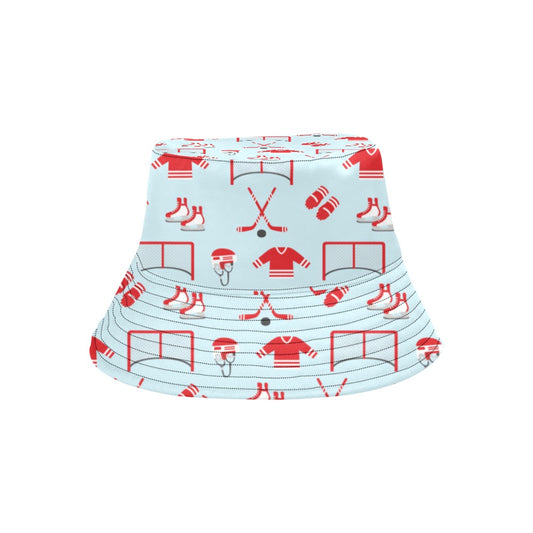 Hockey Red Equipment Print Design LKS305 Unisex Bucket Hat