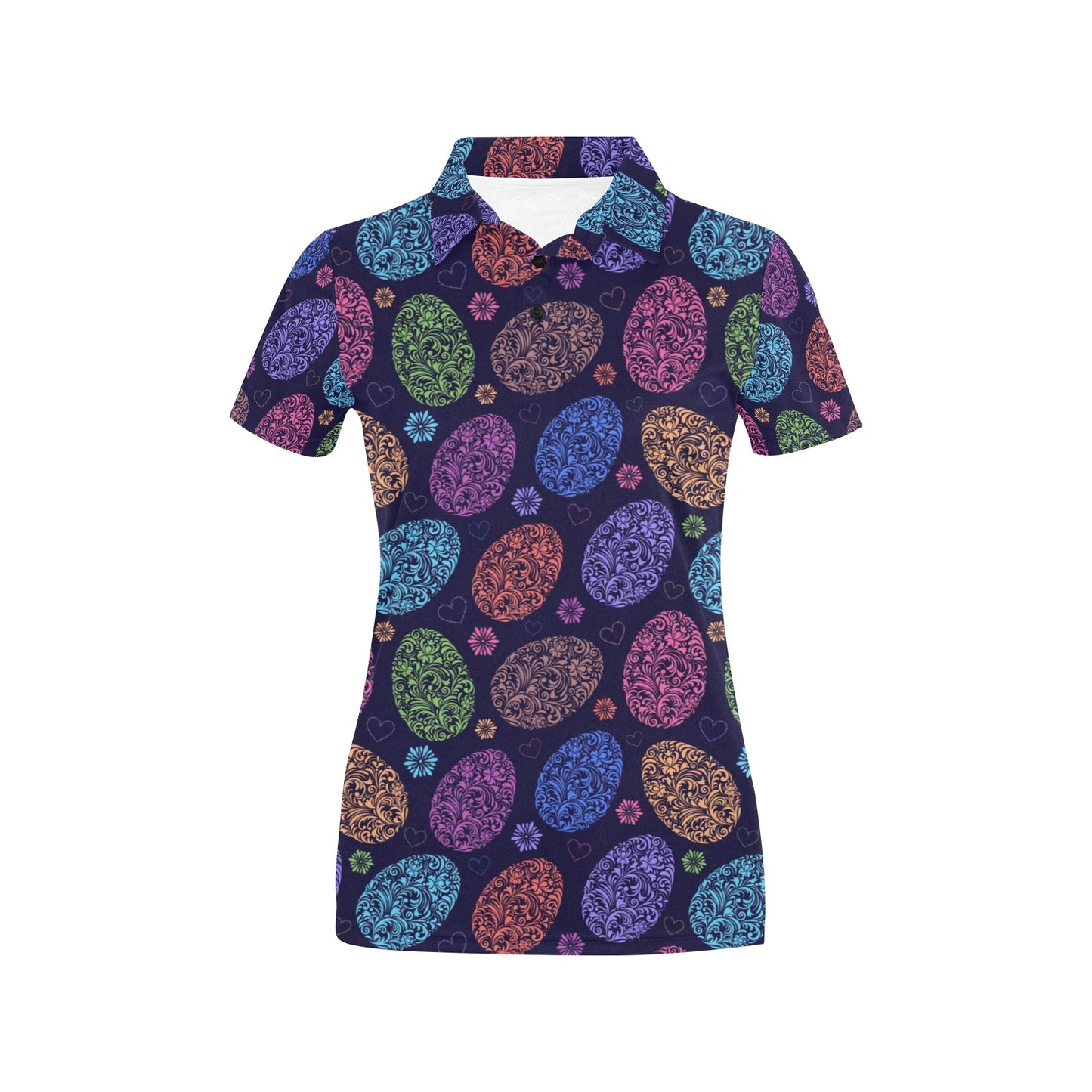Easter Eggs Pattern Print Design RB012 Women's Polo Shirt
