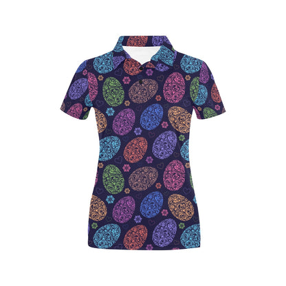 Easter Eggs Pattern Print Design RB012 Women's Polo Shirt
