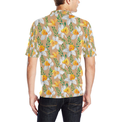 Daffodils Pattern Print Design DF04 Men Polo Shirt