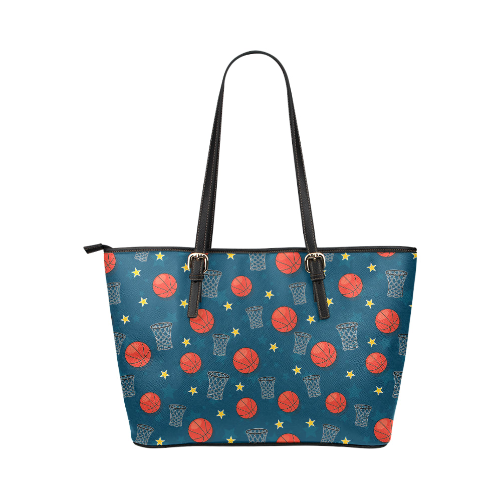Basketball Classic Print Pattern Leather Tote Bag
