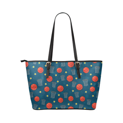 Basketball Classic Print Pattern Leather Tote Bag