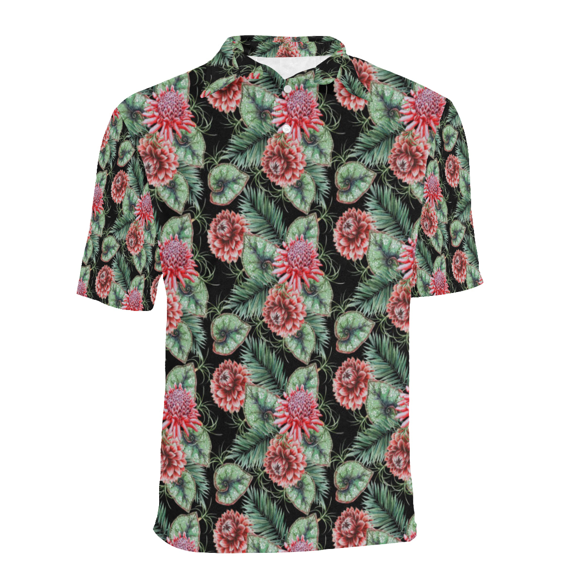 Dahlia Pattern Print Design DH06 Men Polo Shirt