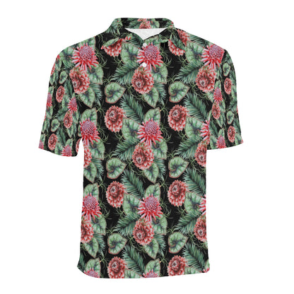 Dahlia Pattern Print Design DH06 Men Polo Shirt
