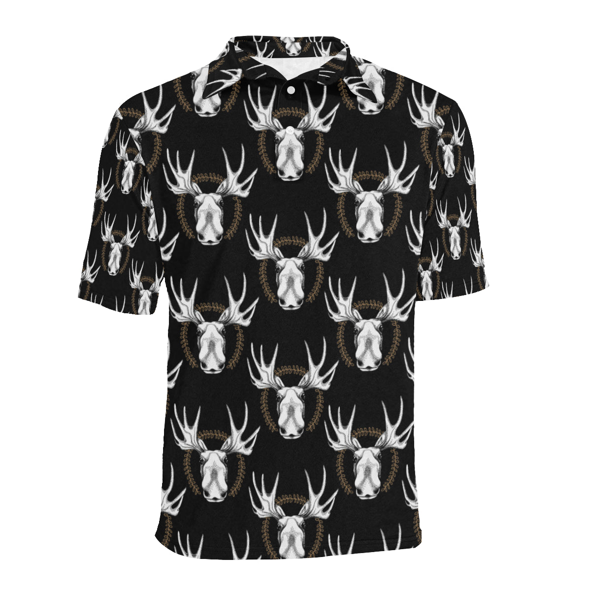 Moose Pattern Print Design 02 Men Polo Shirt