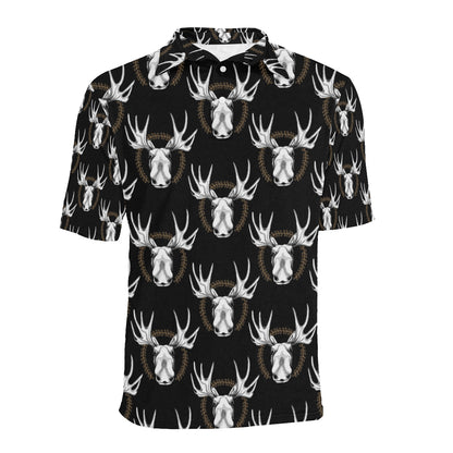 Moose Pattern Print Design 02 Men Polo Shirt