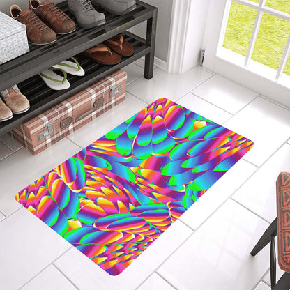 Psychedelic Trippy Pattern Rubber Doormat