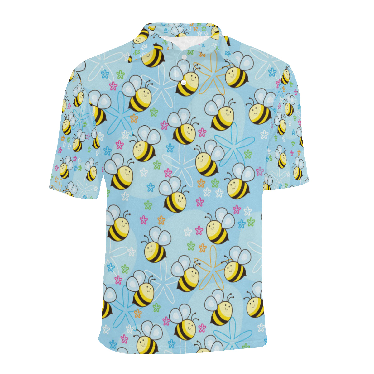 Bee Pattern Print Design BEE03 Men Polo Shirt