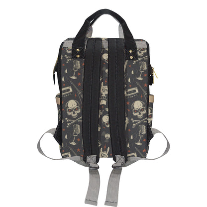 Rock and Roll Skull Pattern Print Design A03 Diaper Bag Backpack
