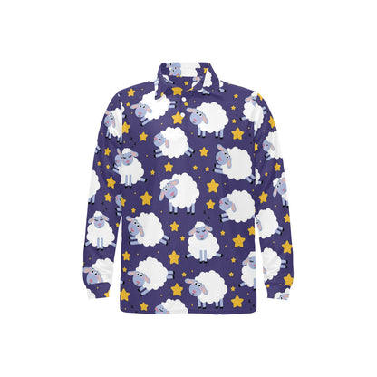 Sheep Pattern Print Design 03 Long Sleeve Polo Shirt For Men's