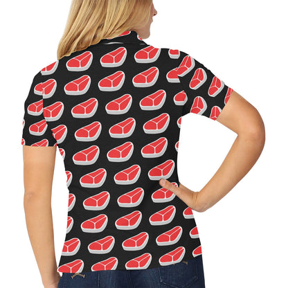 Steak Print Design LKS303 Women's Polo Shirt