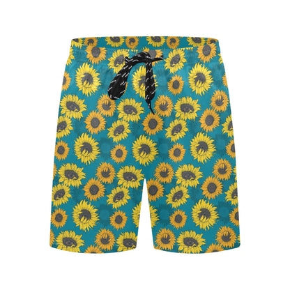Sunflower Print Design LKS301 Men's Swim Trunks Beach Shorts