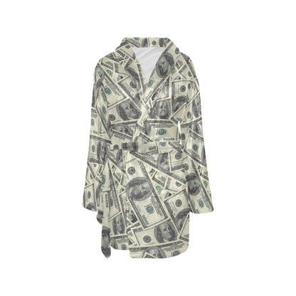 Dollar Pattern Print Design DO02 Women's Fleece Robe