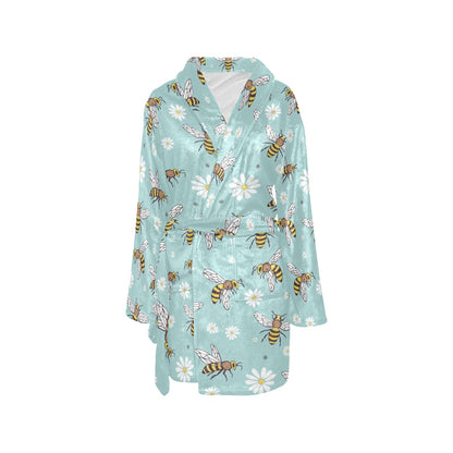 Bee Pattern Print Design BEE010 Women's Fleece Robe