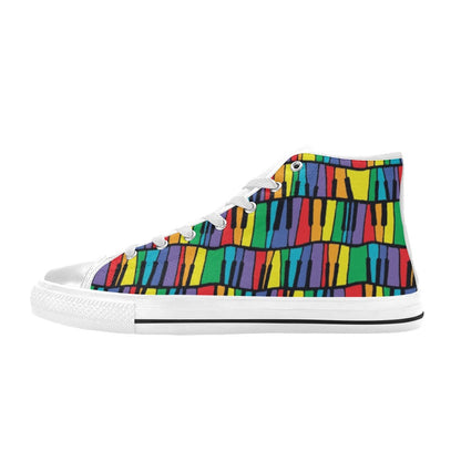 Piano Print Design LKS402 Men's High Top Canvas Shoes