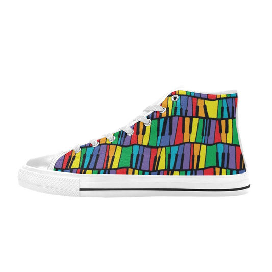 Piano Print Design LKS402 Men's High Top Canvas Shoes
