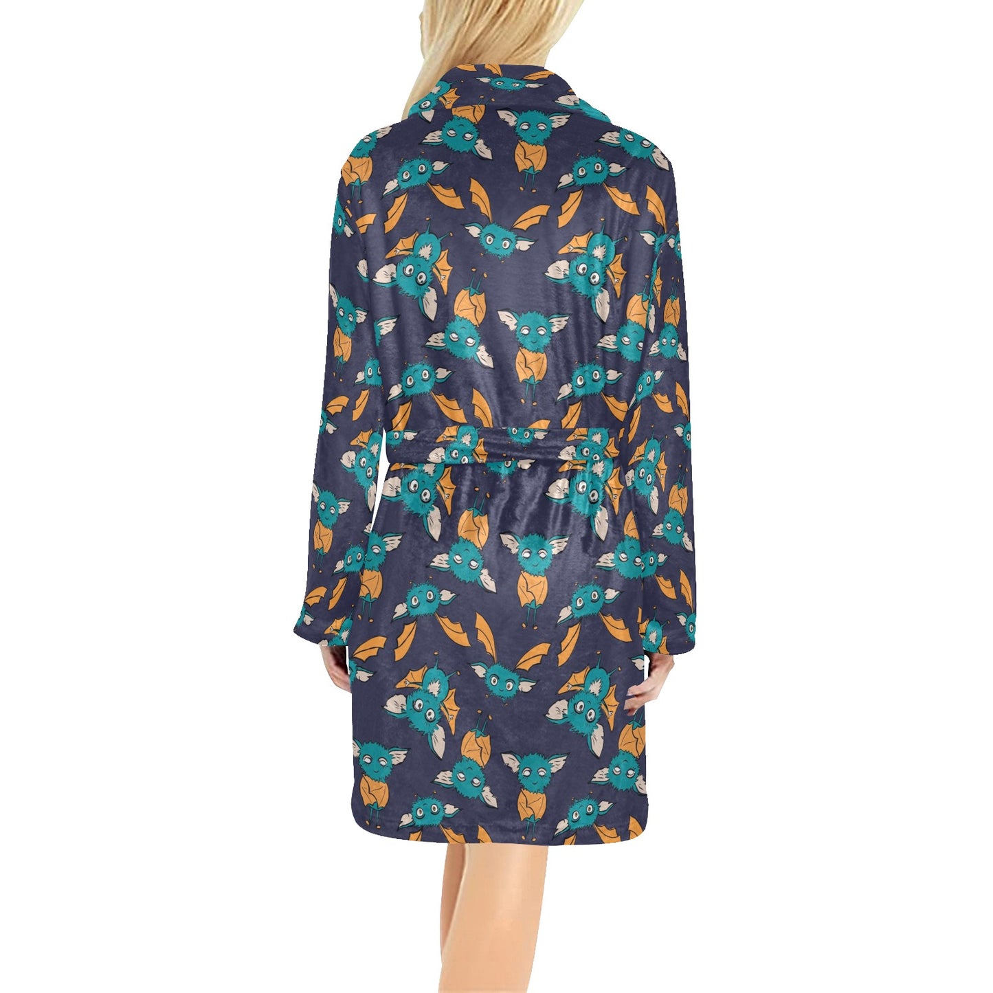 Bat Pattern Print Design 07 Women's Fleece Robe