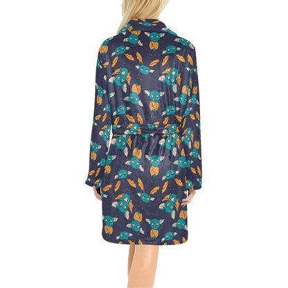 Bat Pattern Print Design 07 Women's Fleece Robe