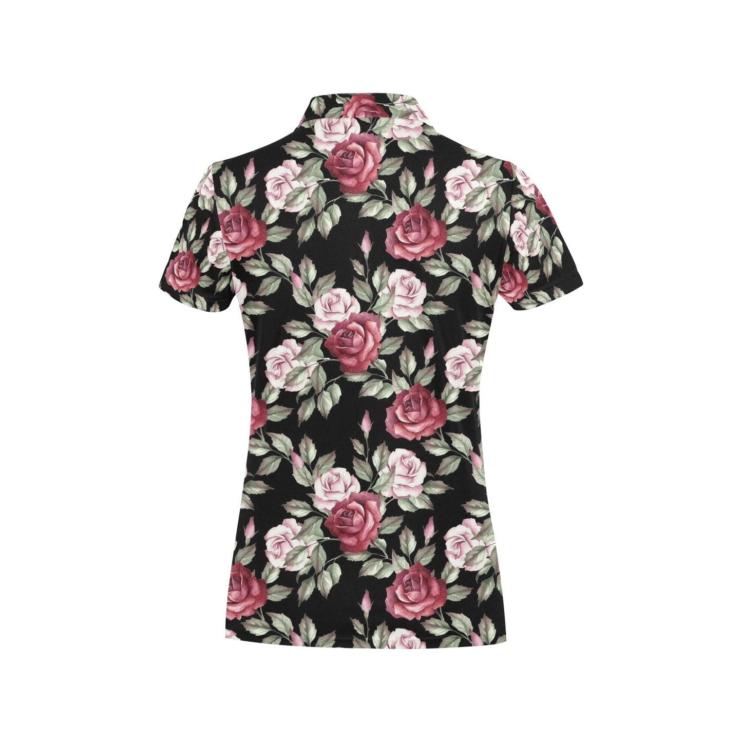 Rose Red Pink Pattern Print Design RO03 Women's Polo Shirt